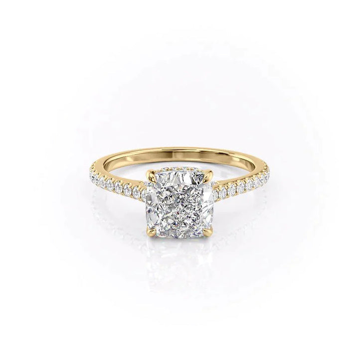 The Pave Natalie Set With A 2 Carat Cushion Lab Diamond