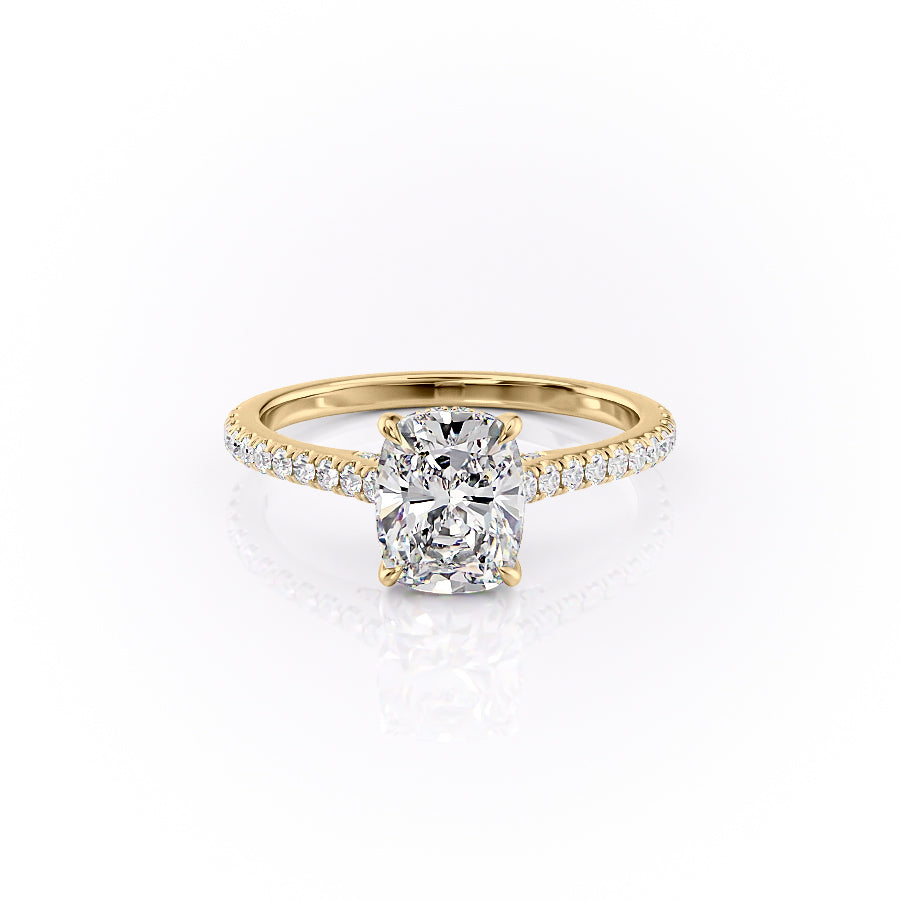 The Pave Natalie Set With A 2 Carat Elongated Cushion Lab Diamond