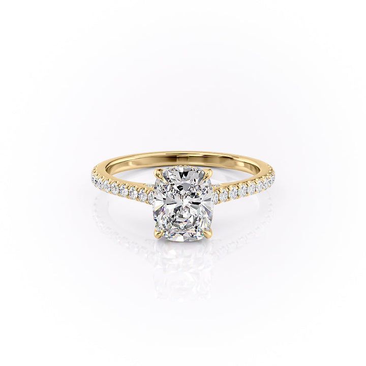The Pave Natalie Set With A 2 Carat Elongated Cushion Lab Diamond