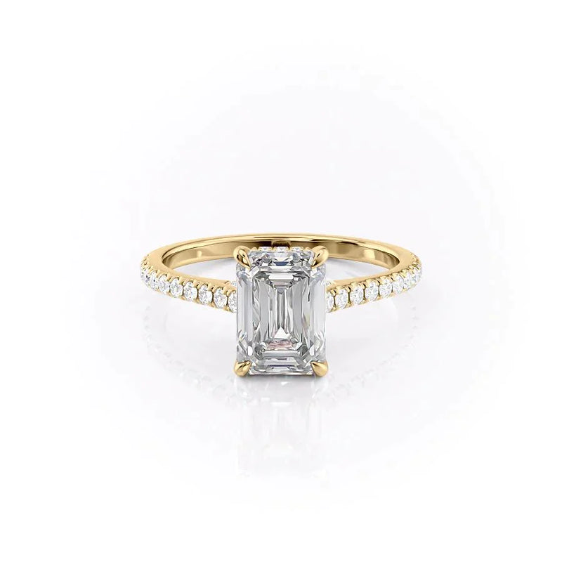 The Pave Natalie Set With A 2 Carat Emerald Lab Diamond