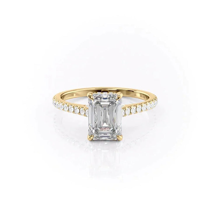 The Pave Natalie Set With A 2 Carat Emerald Lab Diamond