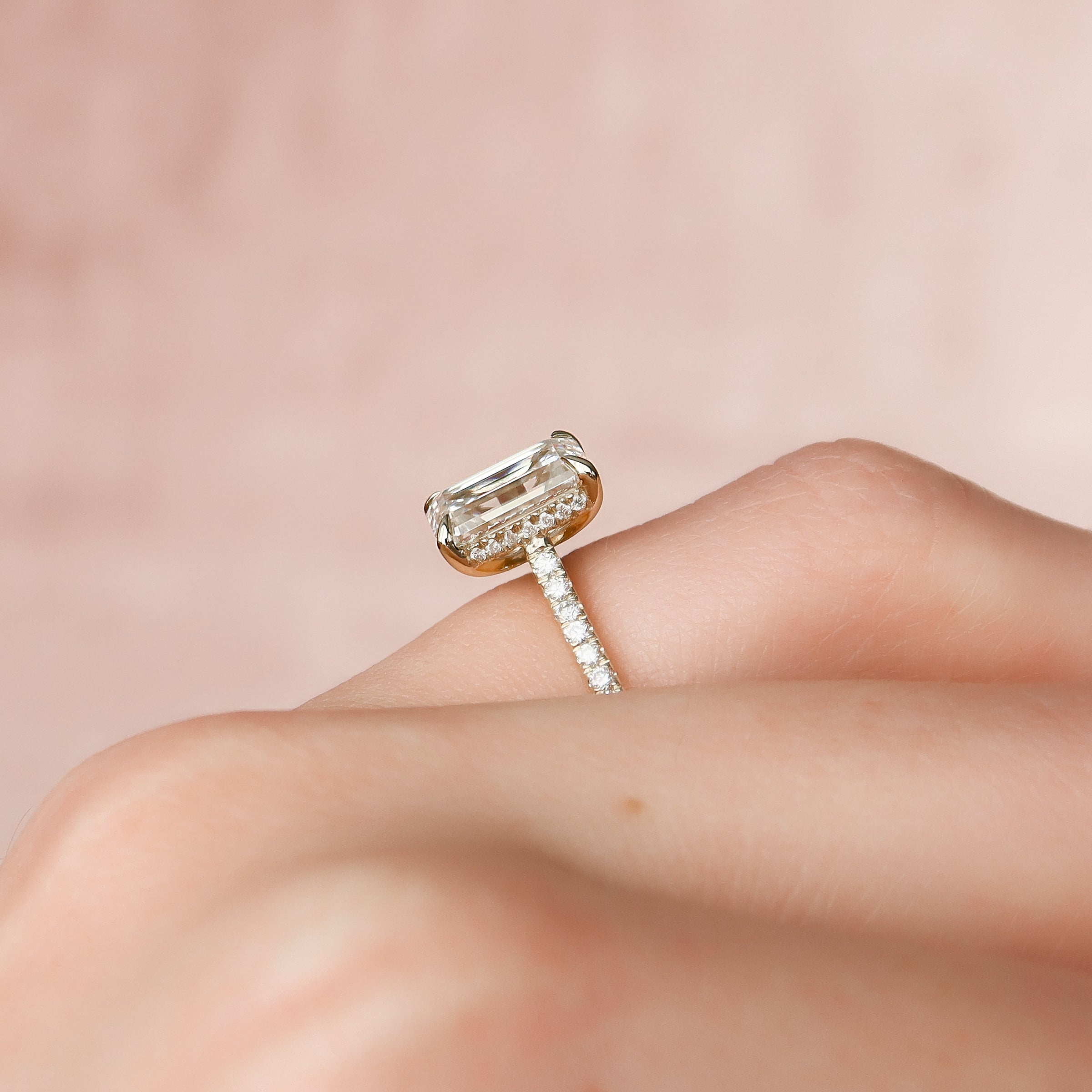 The Pave Natalie Set With A 2 Carat Emerald Lab Diamond