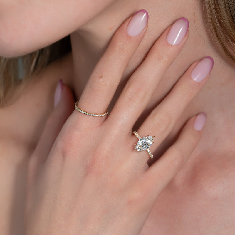 The Pave Kamellie Set With A 2 Carat Marquise Lab Diamond