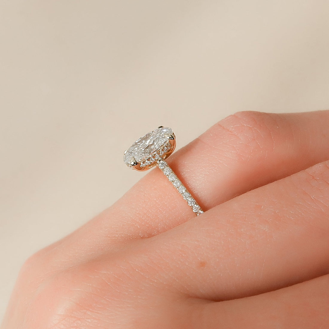 The Pave Natalie Set With A 2 Carat Oval Lab Diamond