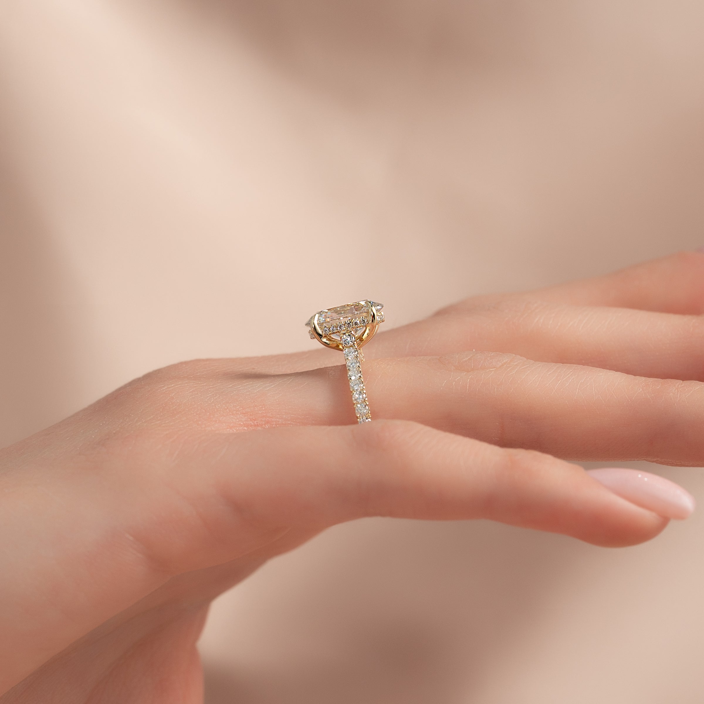 The Pave Natalie Set With A 2 Carat Oval Lab Diamond