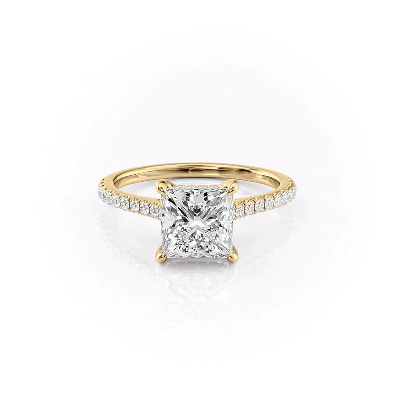 The Pave Natalie Set With A 2 Carat Princess Lab Diamond