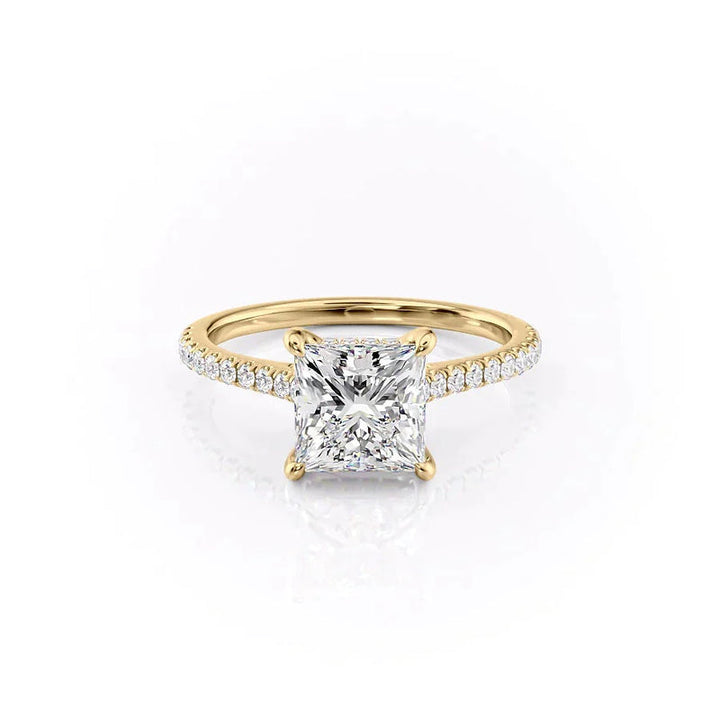 The Pave Natalie Set With A 2 Carat Princess Lab Diamond