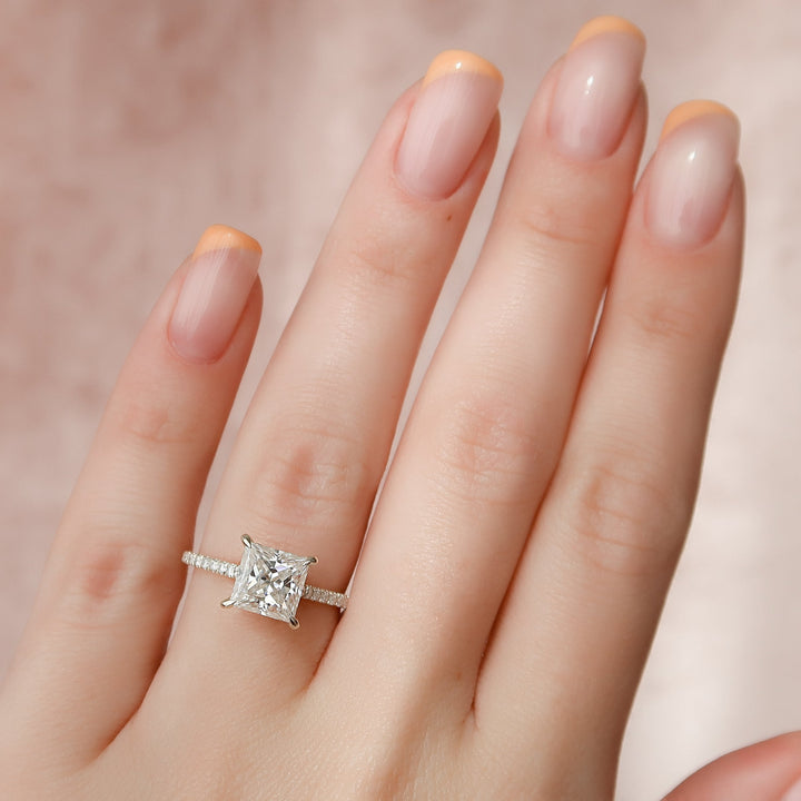 The Pave Natalie Set With A 2 Carat Princess Lab Diamond