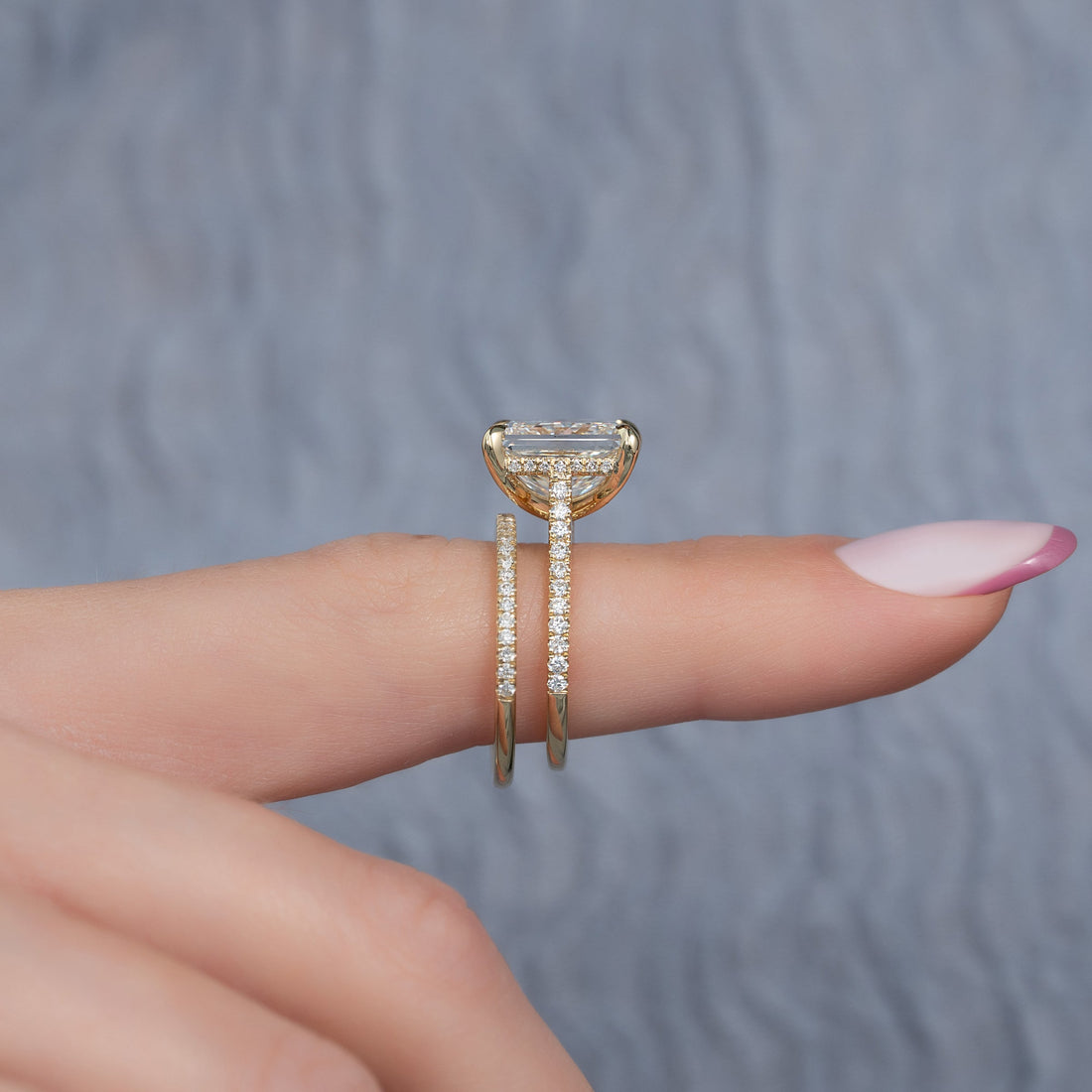 The Pave Natalie Set With A 2 Carat Princess Lab Diamond