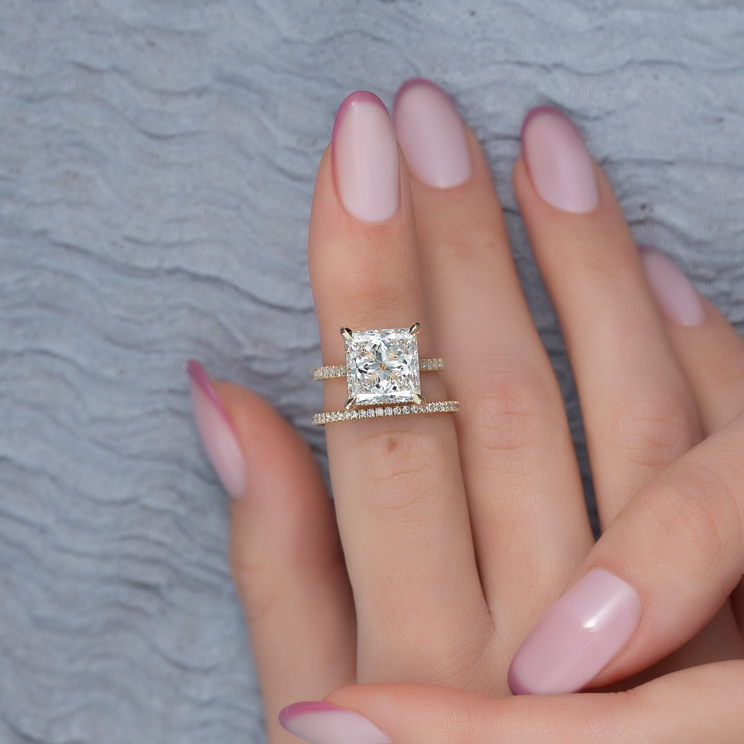 The Pave Natalie Set With A 2 Carat Princess Lab Diamond
