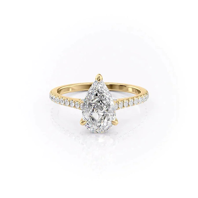 The Pave Natalie Set With A 2 Carat Pear Lab Diamond