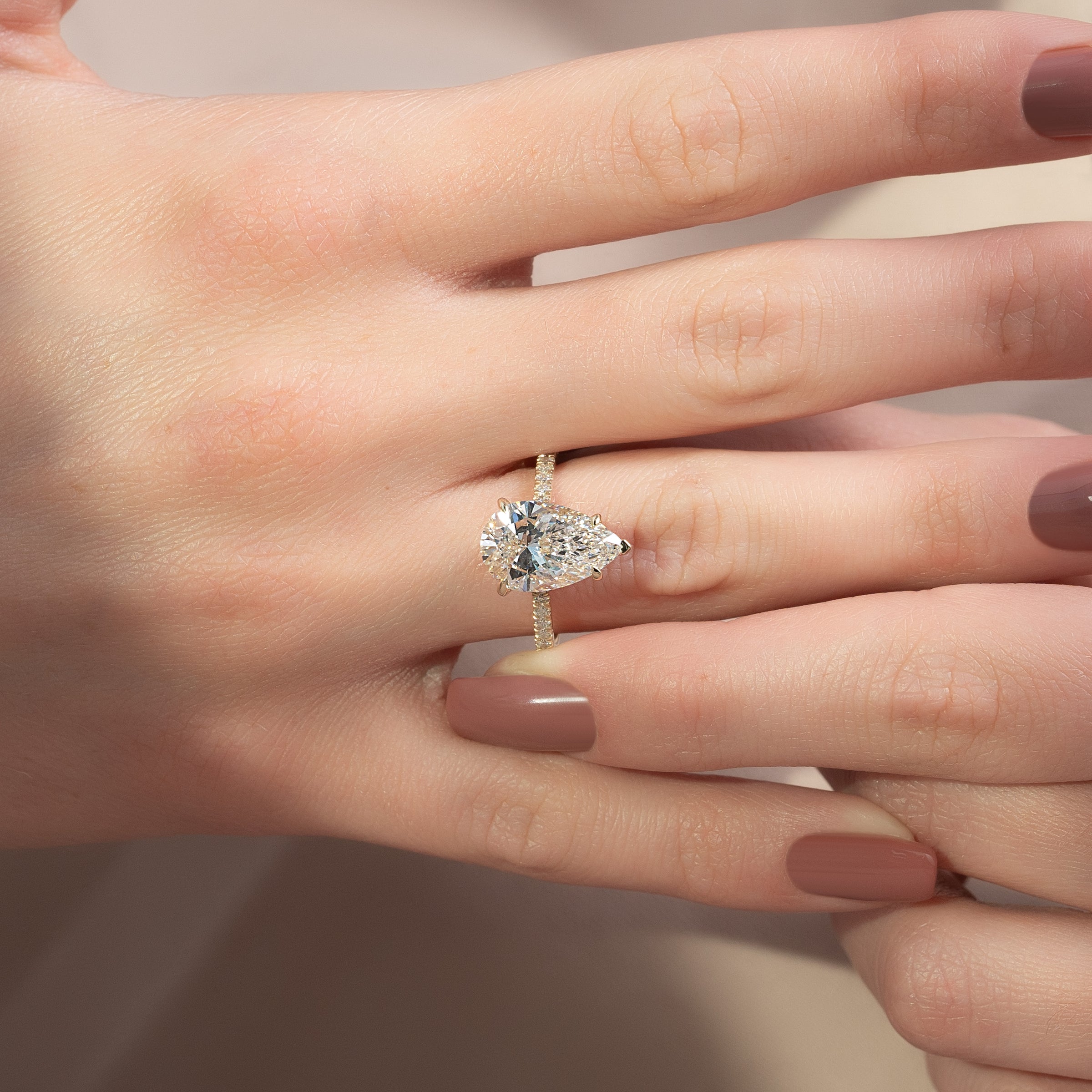 The Pave Natalie Set With A 2 Carat Pear Lab Diamond