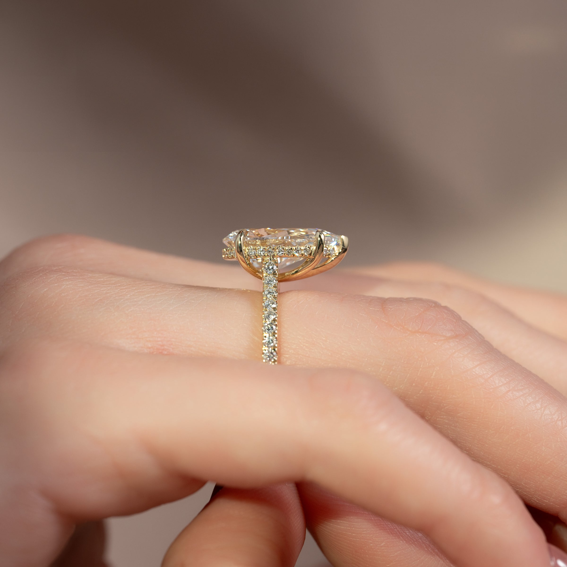 The Pave Natalie Set With A 2 Carat Pear Lab Diamond