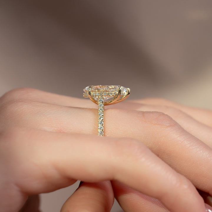 The Pave Natalie Set With A 2 Carat Pear Lab Diamond