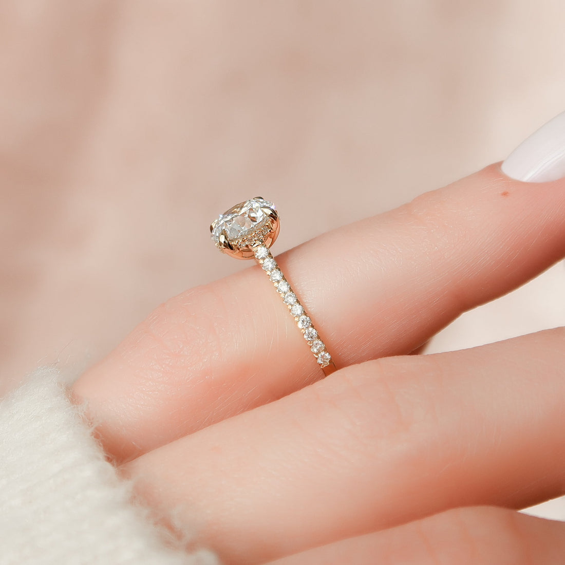 The Pave Natalie Set With A 2 Carat Round Lab Diamond