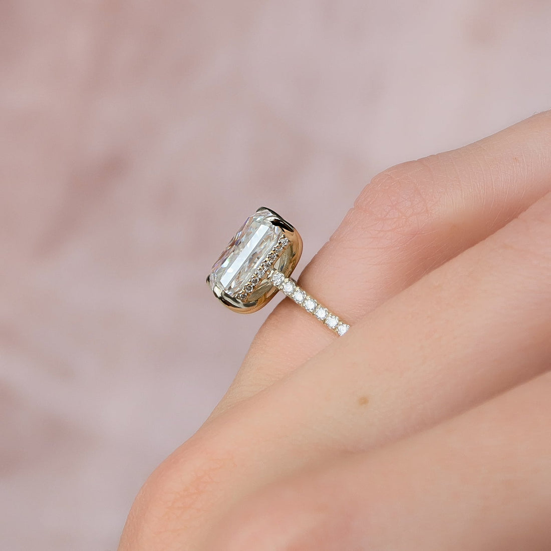 The Pave Natalie Set With A 2 Carat Radiant Lab Diamond