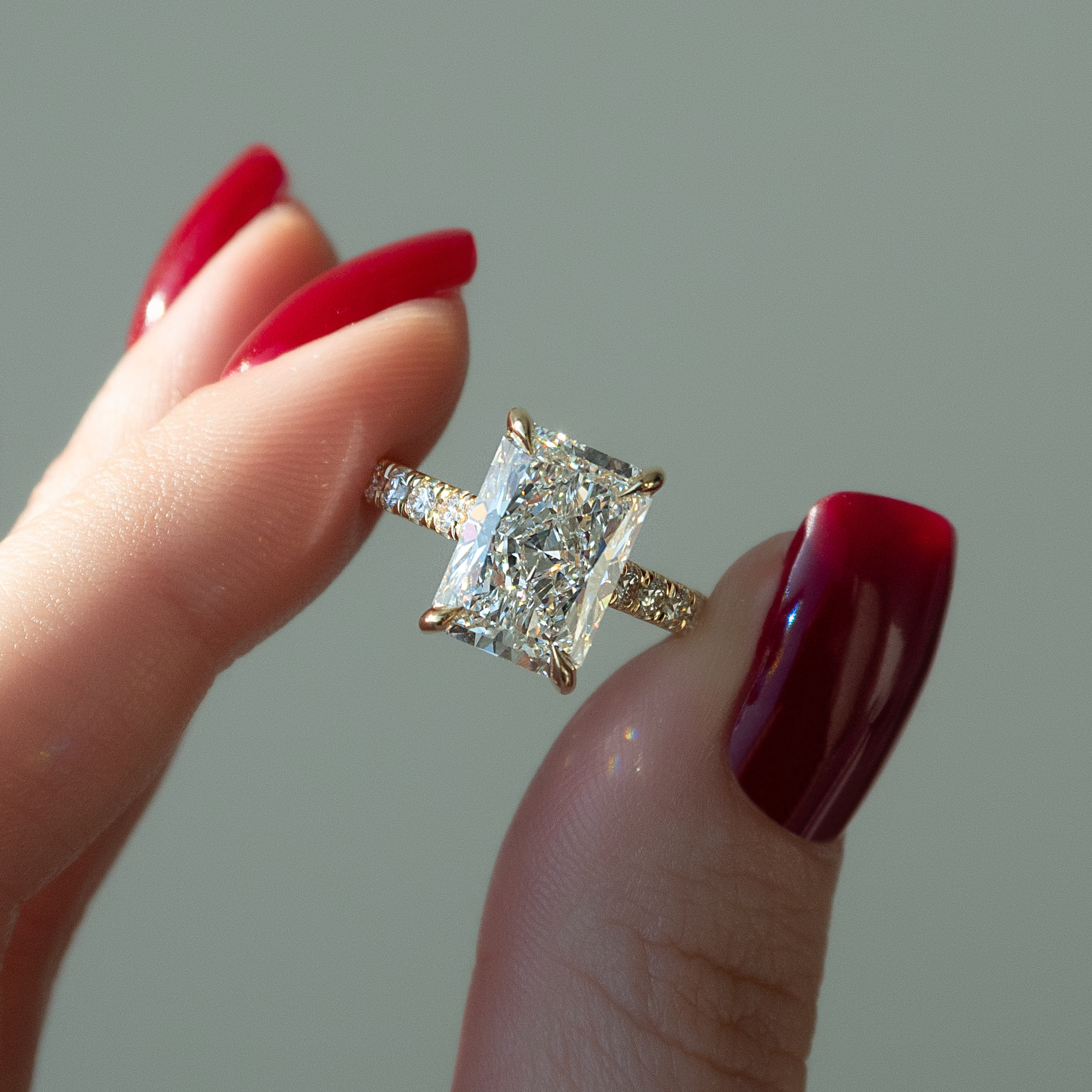 The Pave Natalie Set With A 2 Carat Radiant Lab Diamond