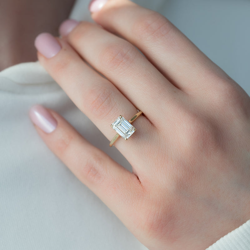 The Ellie Set With A 2 Carat Emerald Lab Diamond