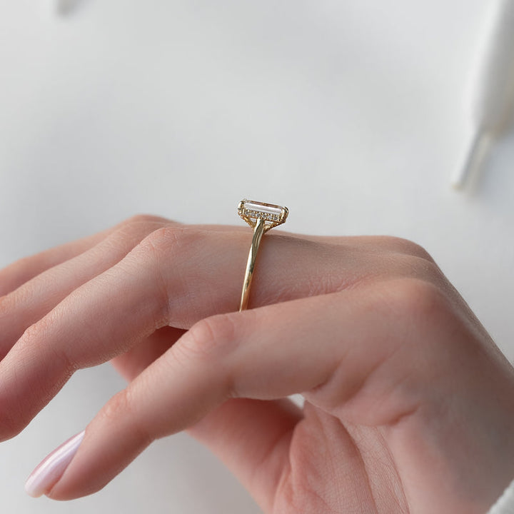 The Ellie Set With A 2 Carat Emerald Lab Diamond
