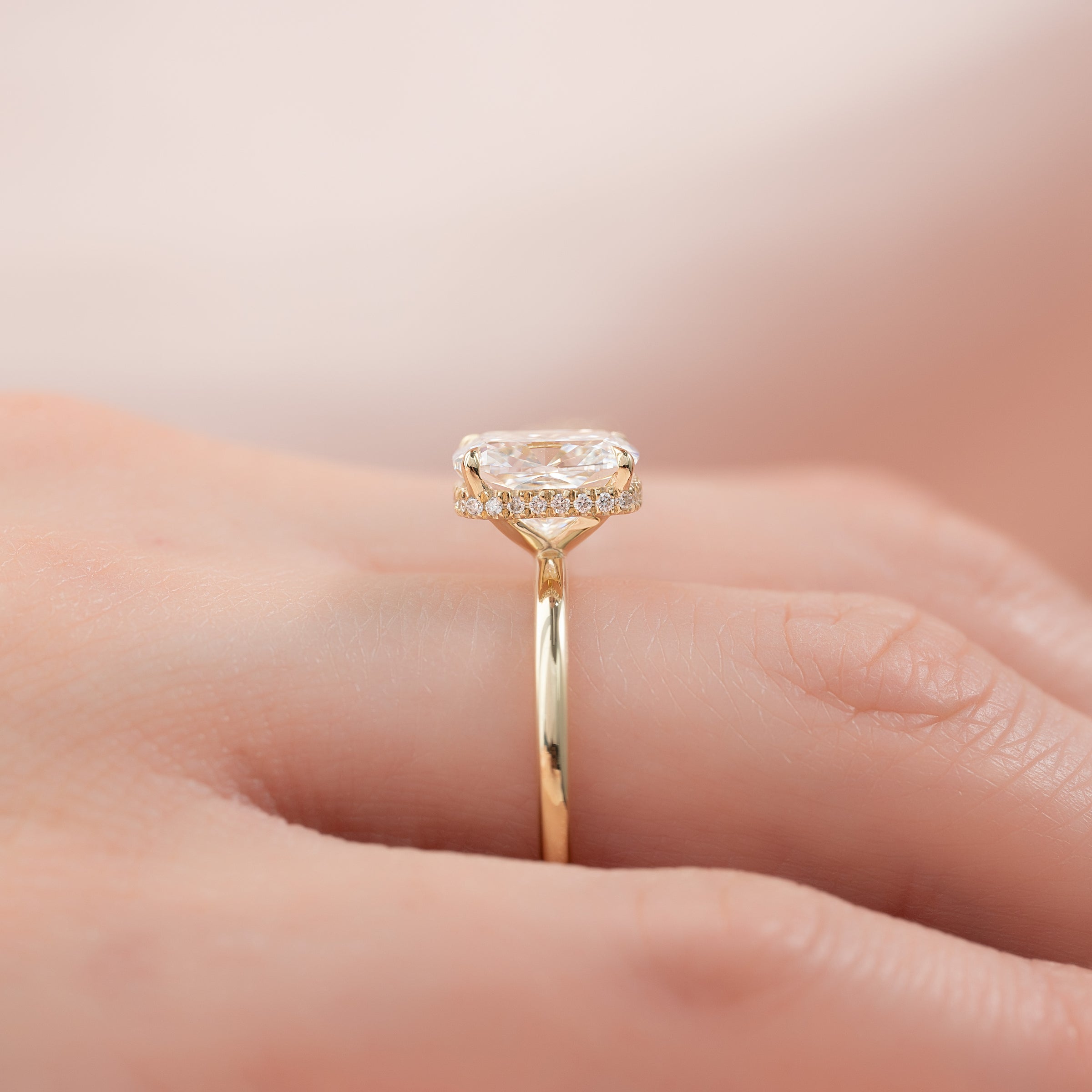 The Alex Set With A 2 Carat Elongated Cushion Lab Diamond