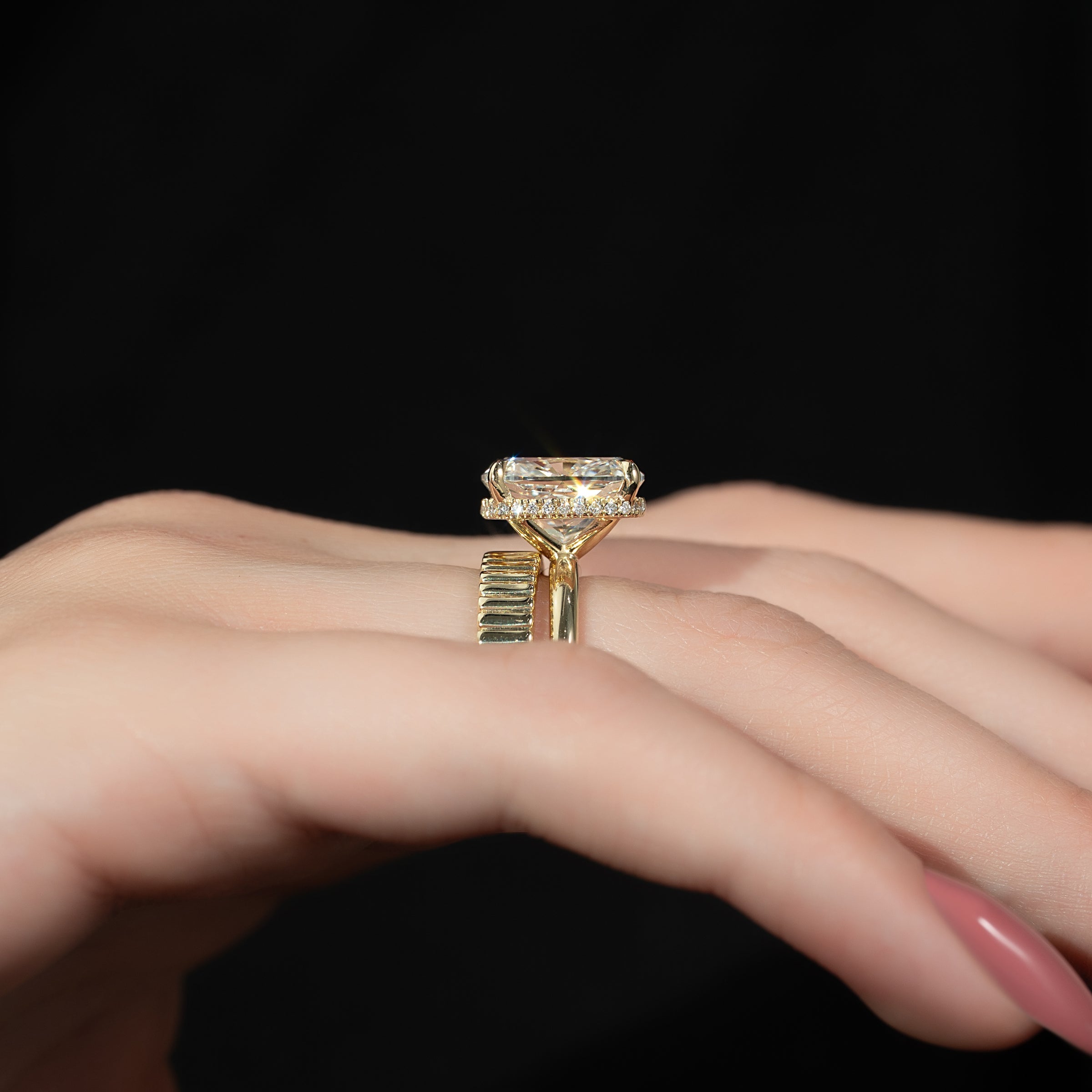 The Alex Set With A 2 Carat Elongated Cushion Lab Diamond