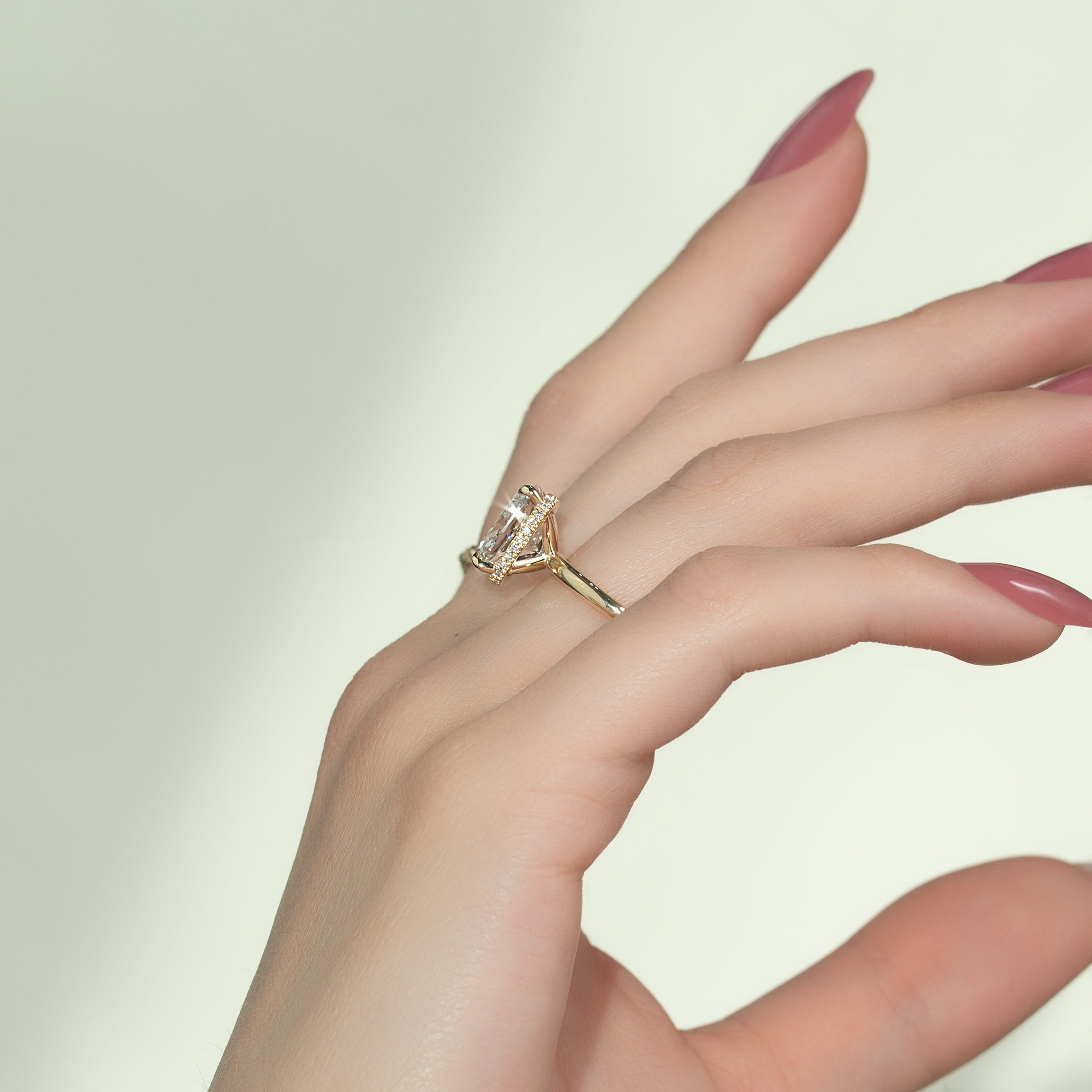 The Alex Set With A 2 Carat Elongated Cushion Lab Diamond