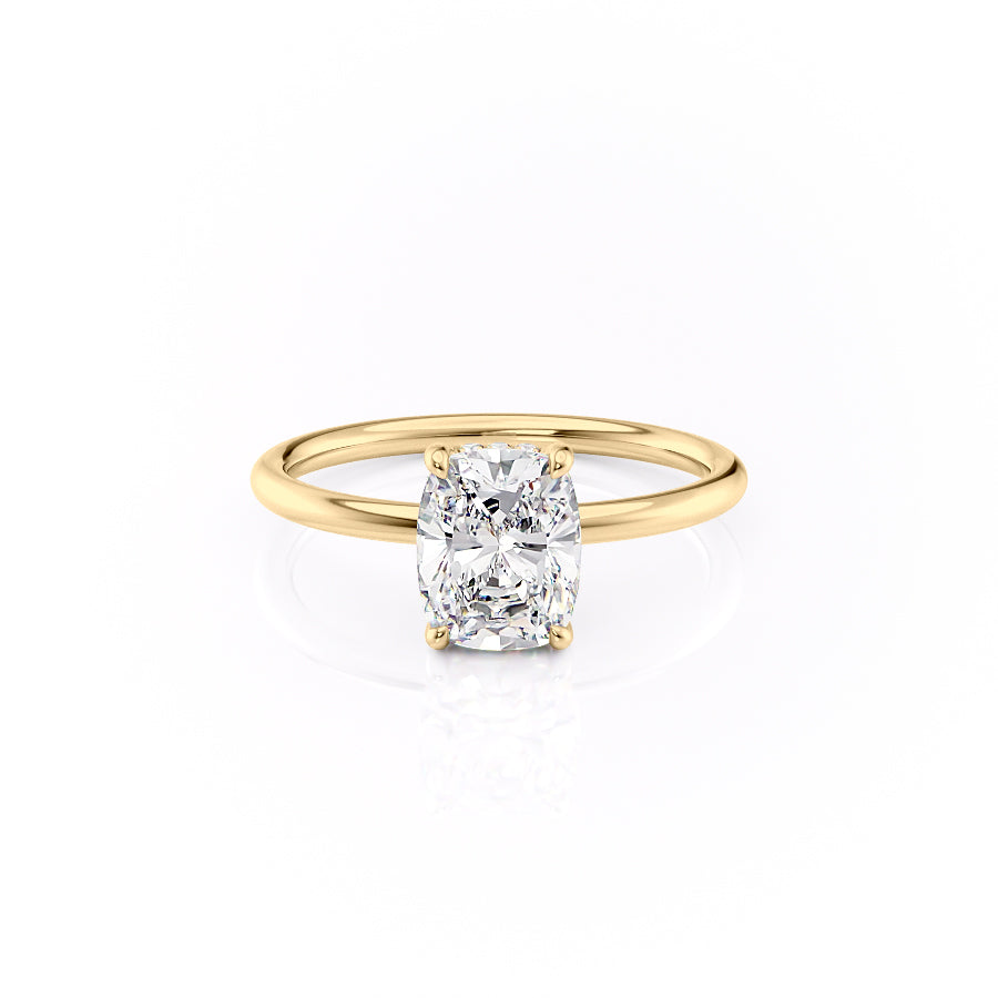 The Low Profile Kamellie Set With A 2 Carat Elongated Cushion Lab Diamond