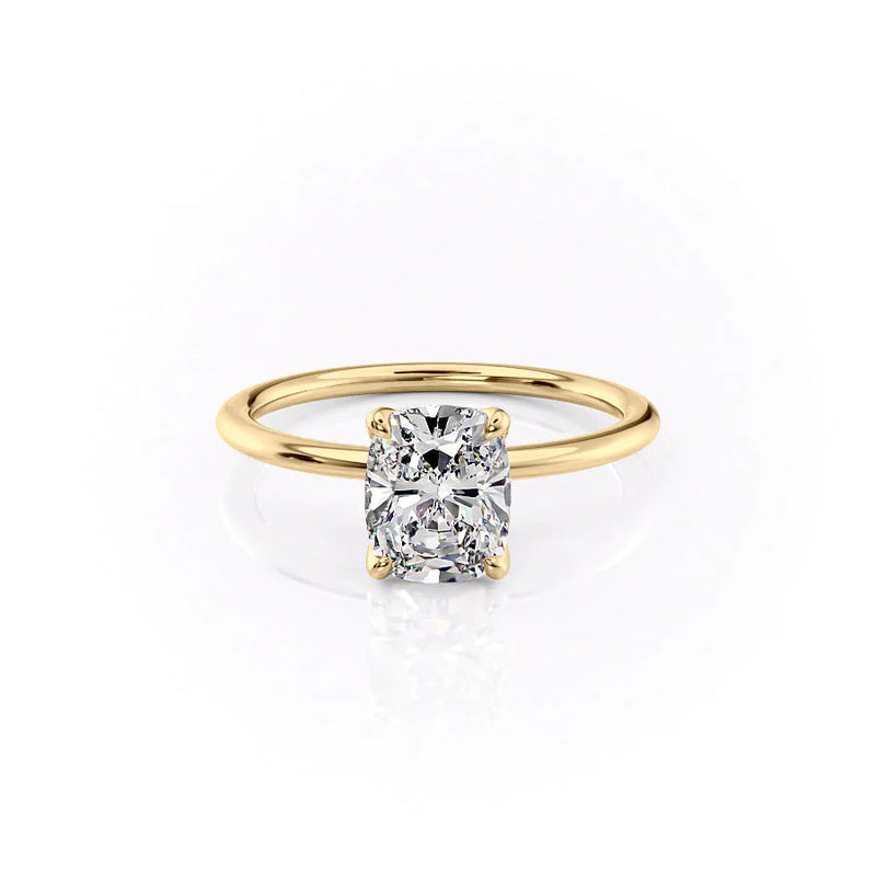 The Petal Kamellie Set With A 2 Carat Elongated Cushion Lab Diamond