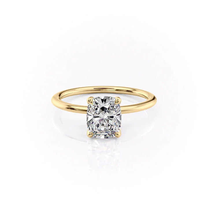 The Petal Kamellie Set With A 2 Carat Elongated Cushion Lab Diamond