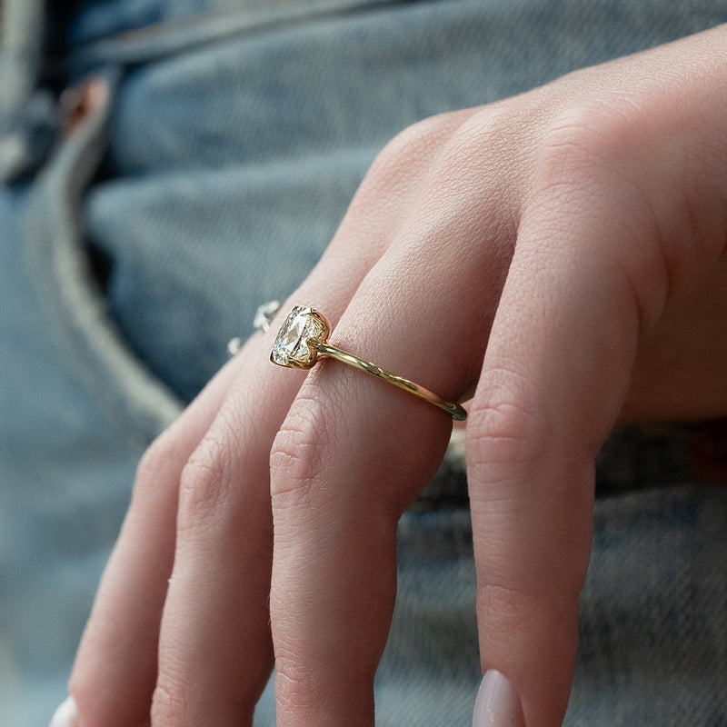 The Lexie Set With A 2 Carat Elongated Cushion Lab Diamond