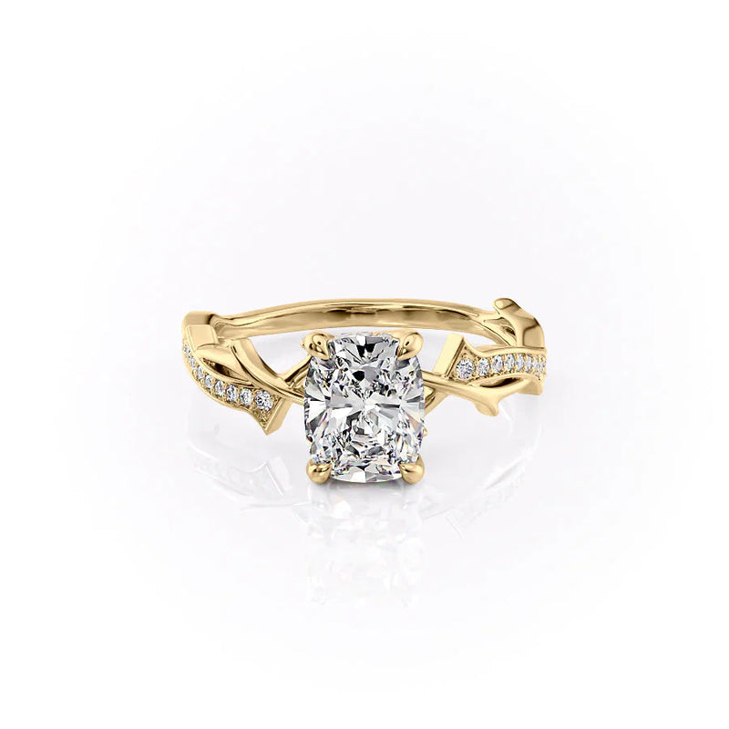 The Pave Twig Set With A 2 Carat Elongated Cushion Lab Diamond