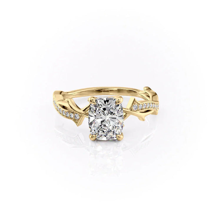 The Pave Twig Set With A 2 Carat Elongated Cushion Lab Diamond