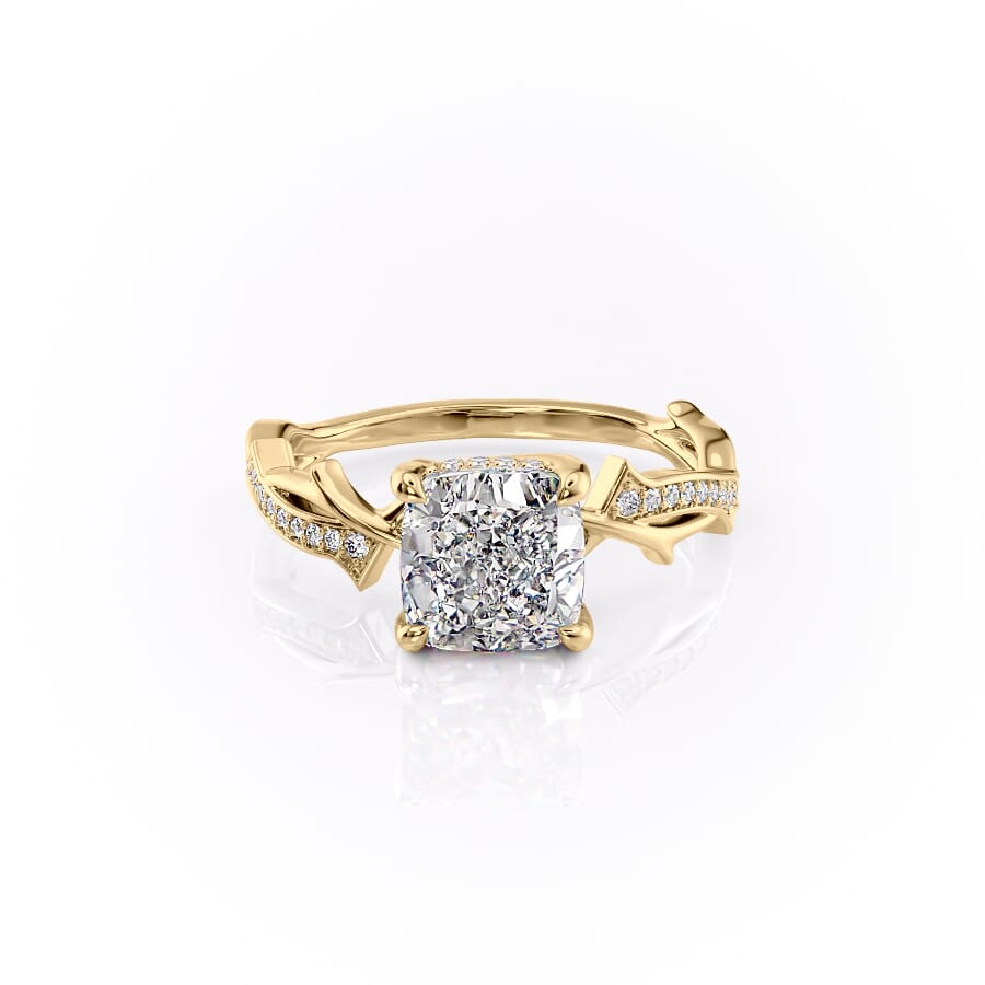 The Pave Twig Set With A 2 Carat Cushion Lab Diamond