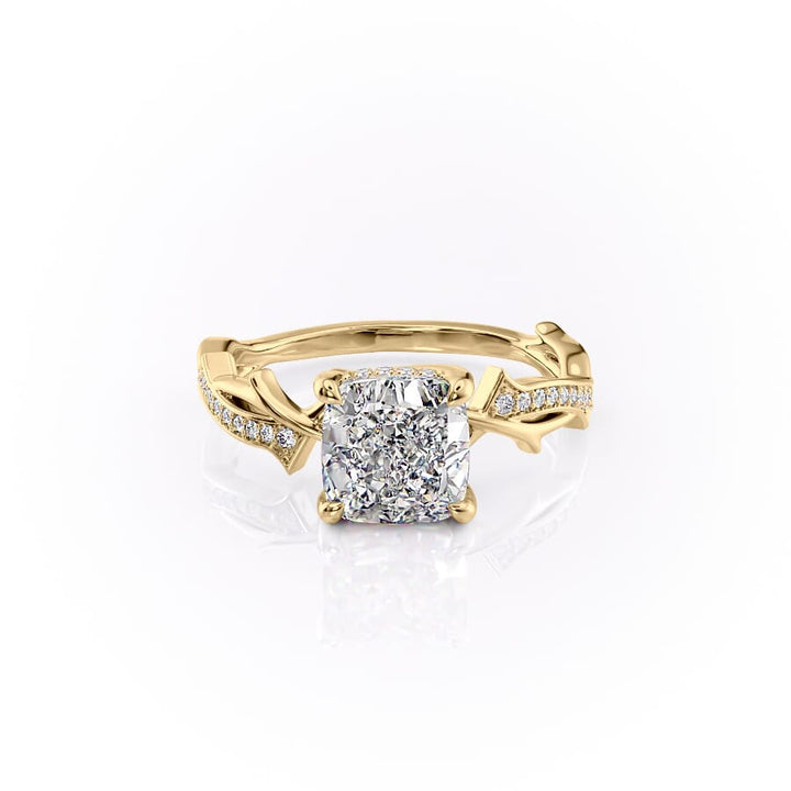 The Pave Twig Set With A 2 Carat Cushion Lab Diamond