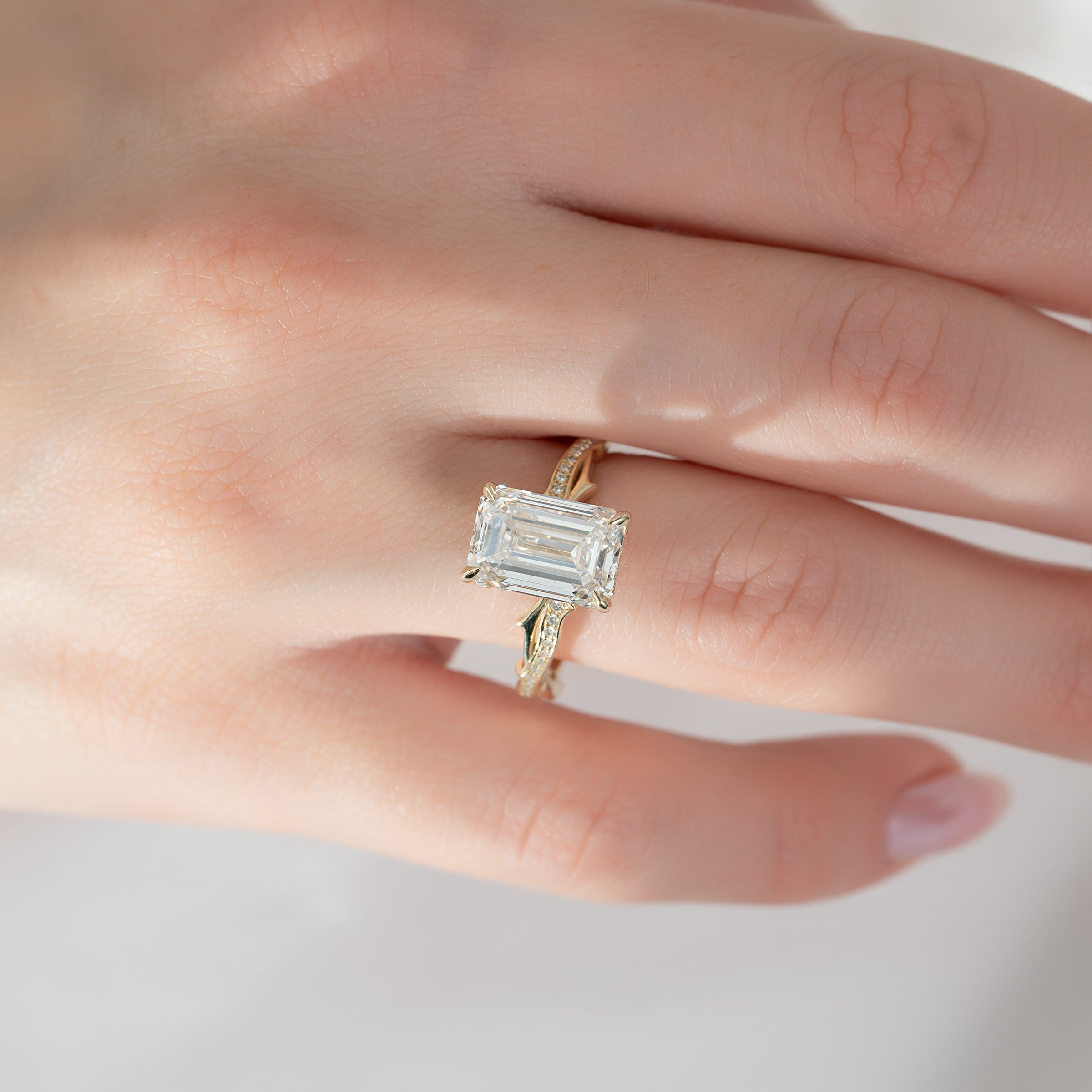The Pave Twig Set With A 2 Carat Emerald Lab Diamond