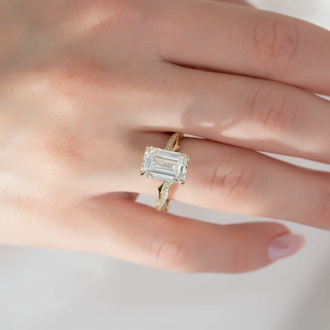 The Pave Twig Set With A 2 Carat Emerald Lab Diamond