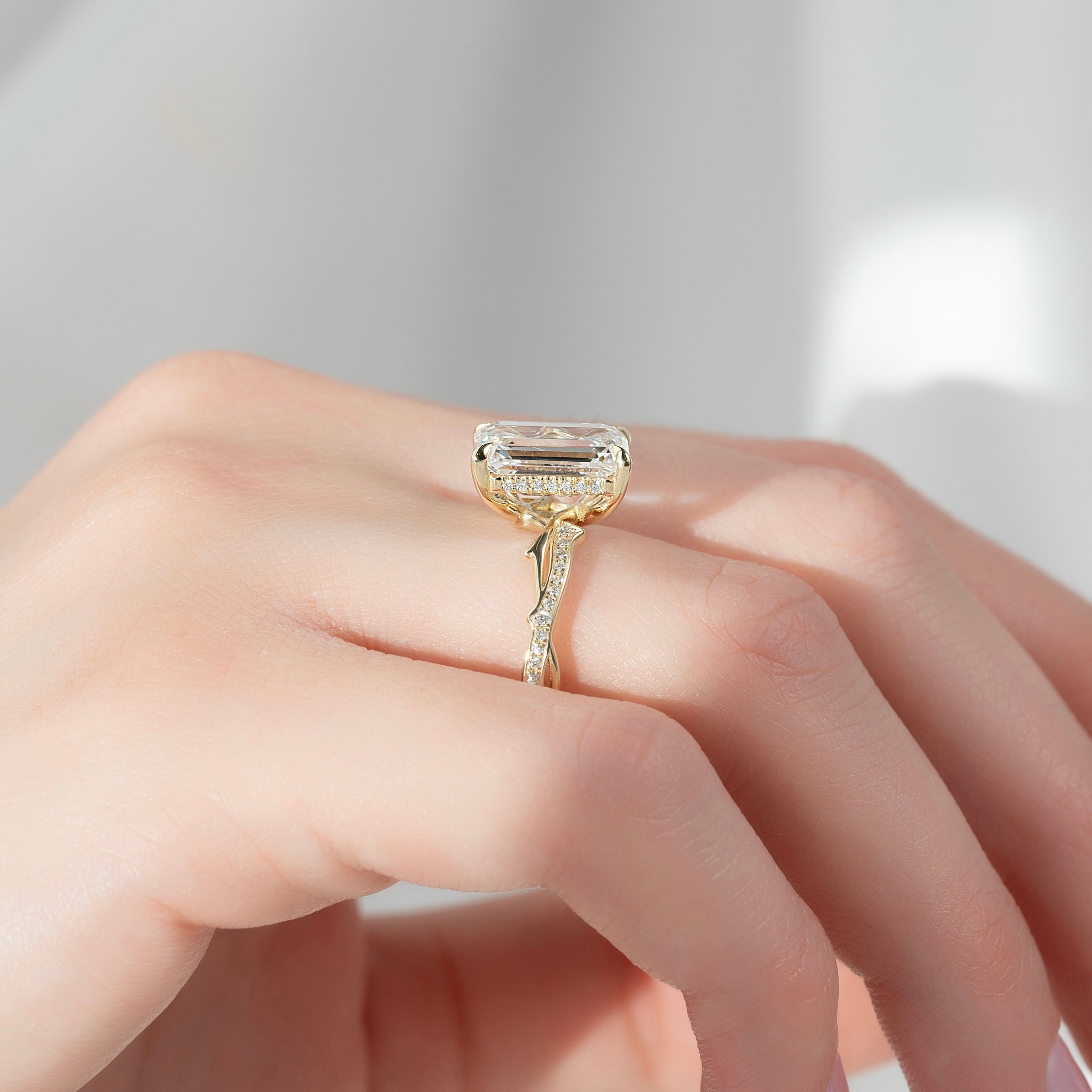 The Pave Twig Set With A 2 Carat Emerald Lab Diamond