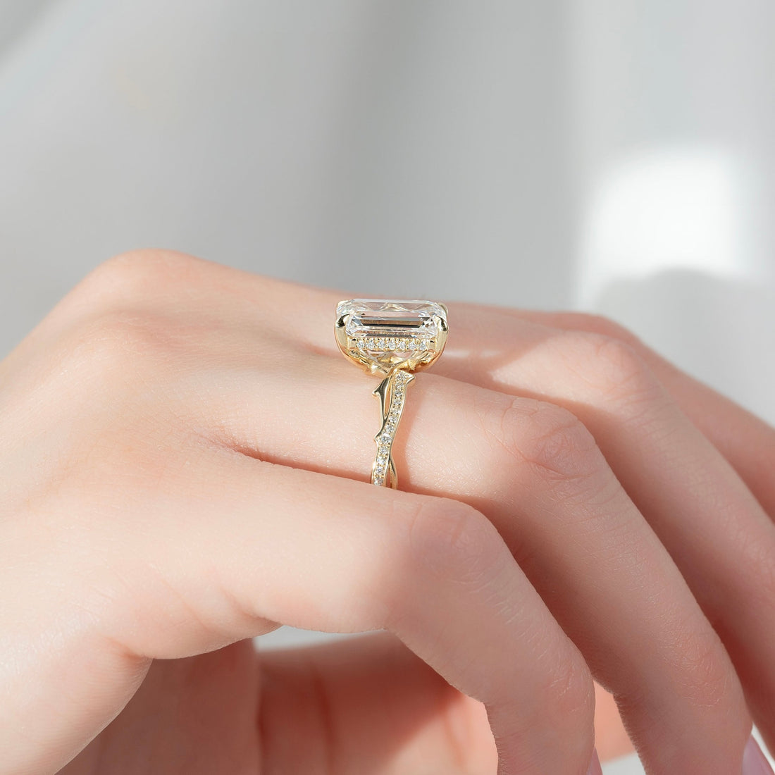 The Pave Twig Set With A 2 Carat Emerald Lab Diamond