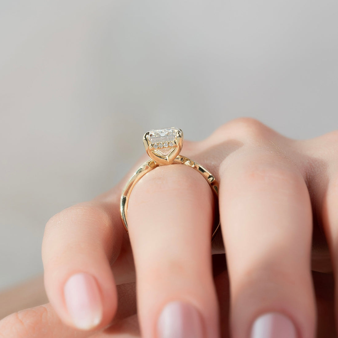 The Pave Twig Set With A 2 Carat Emerald Lab Diamond