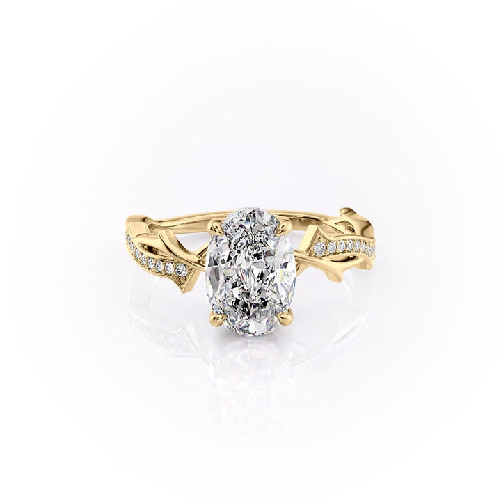 The Pave Twig Set With A 2 Carat Oval Lab Diamond
