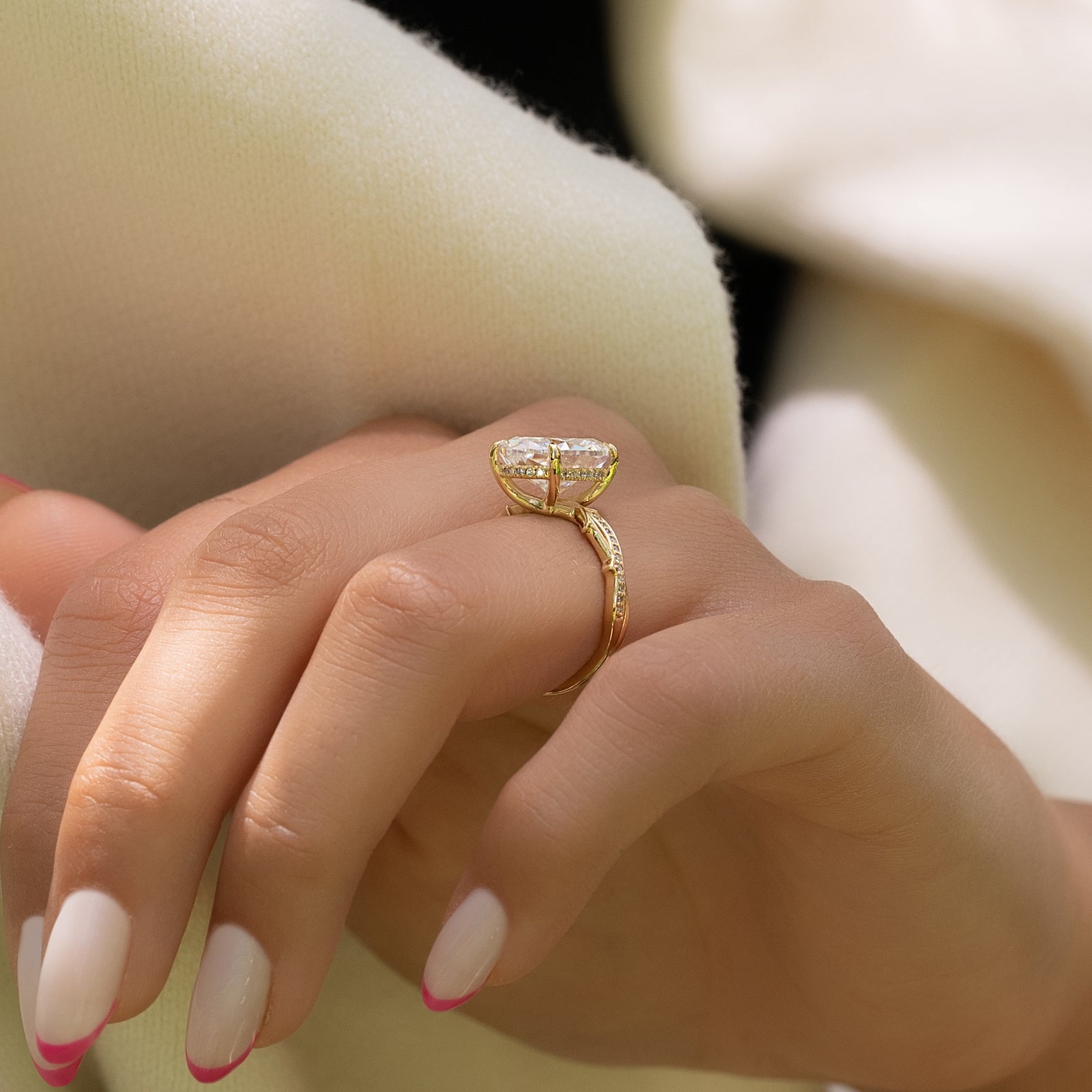 The Pave Twig Set With A 2 Carat Oval Lab Diamond