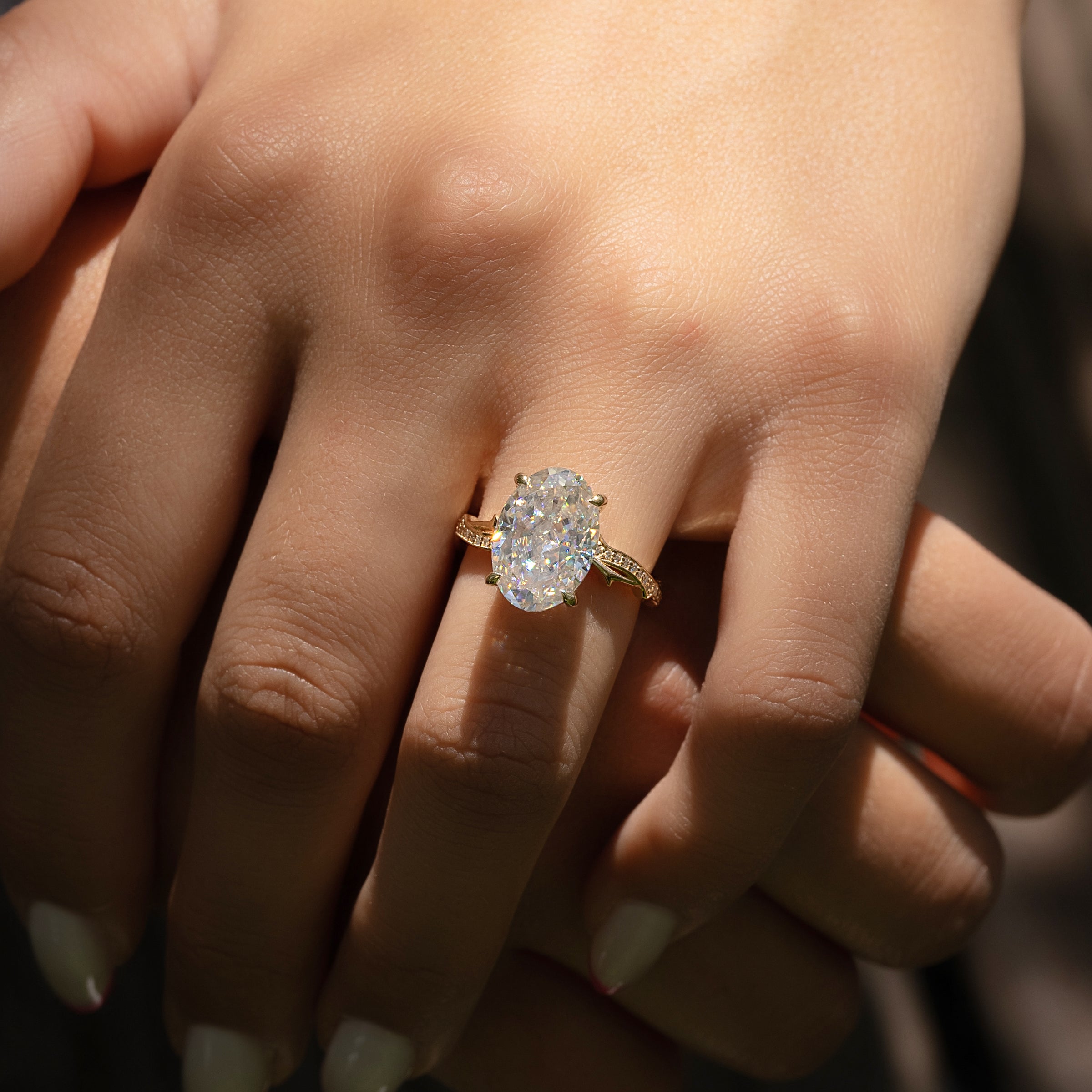 The Pave Twig Set With A 2 Carat Oval Lab Diamond
