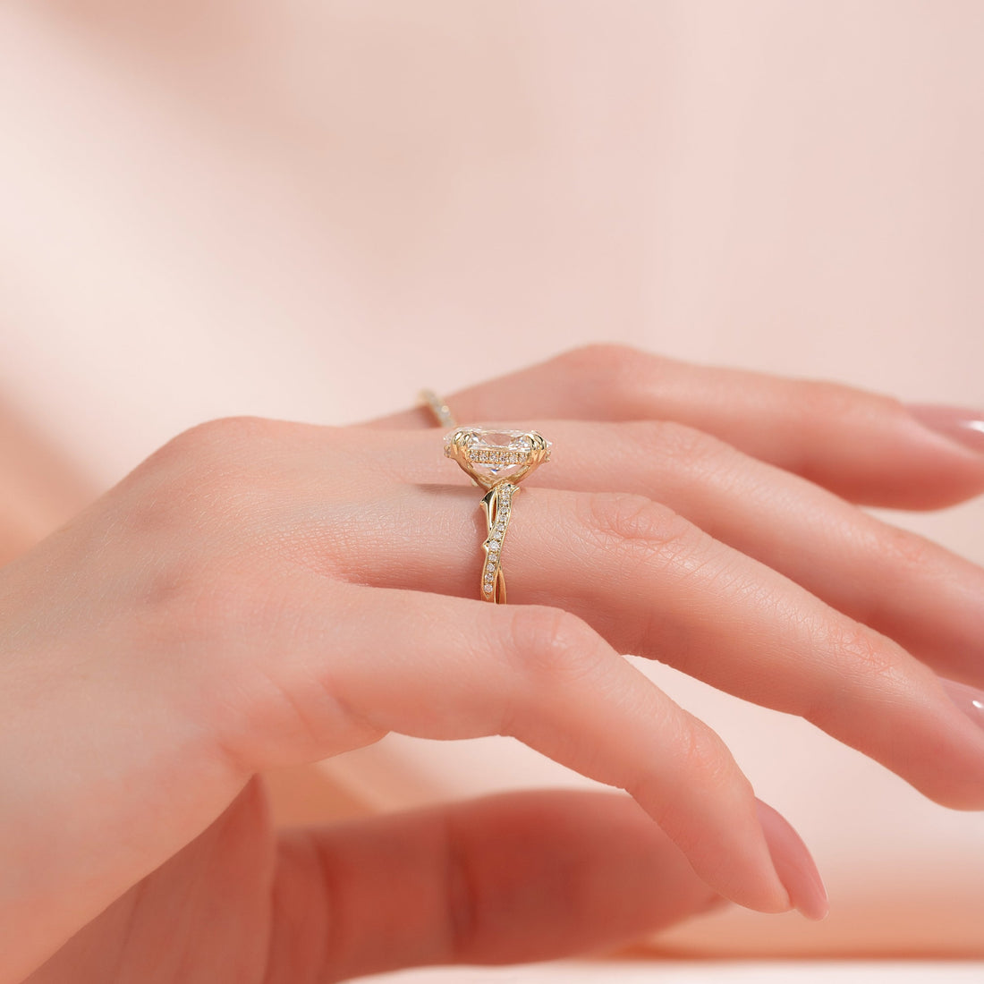 The Pave Twig Set With A 2 Carat Oval Lab Diamond