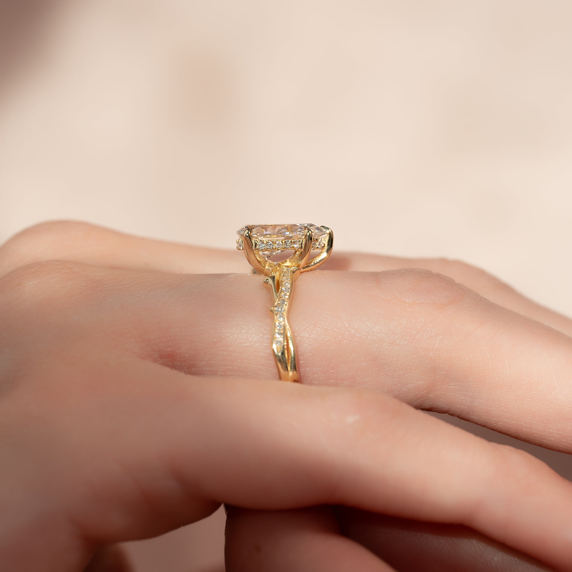 The Pave Twig Set With A 2 Carat Pear Lab Diamond