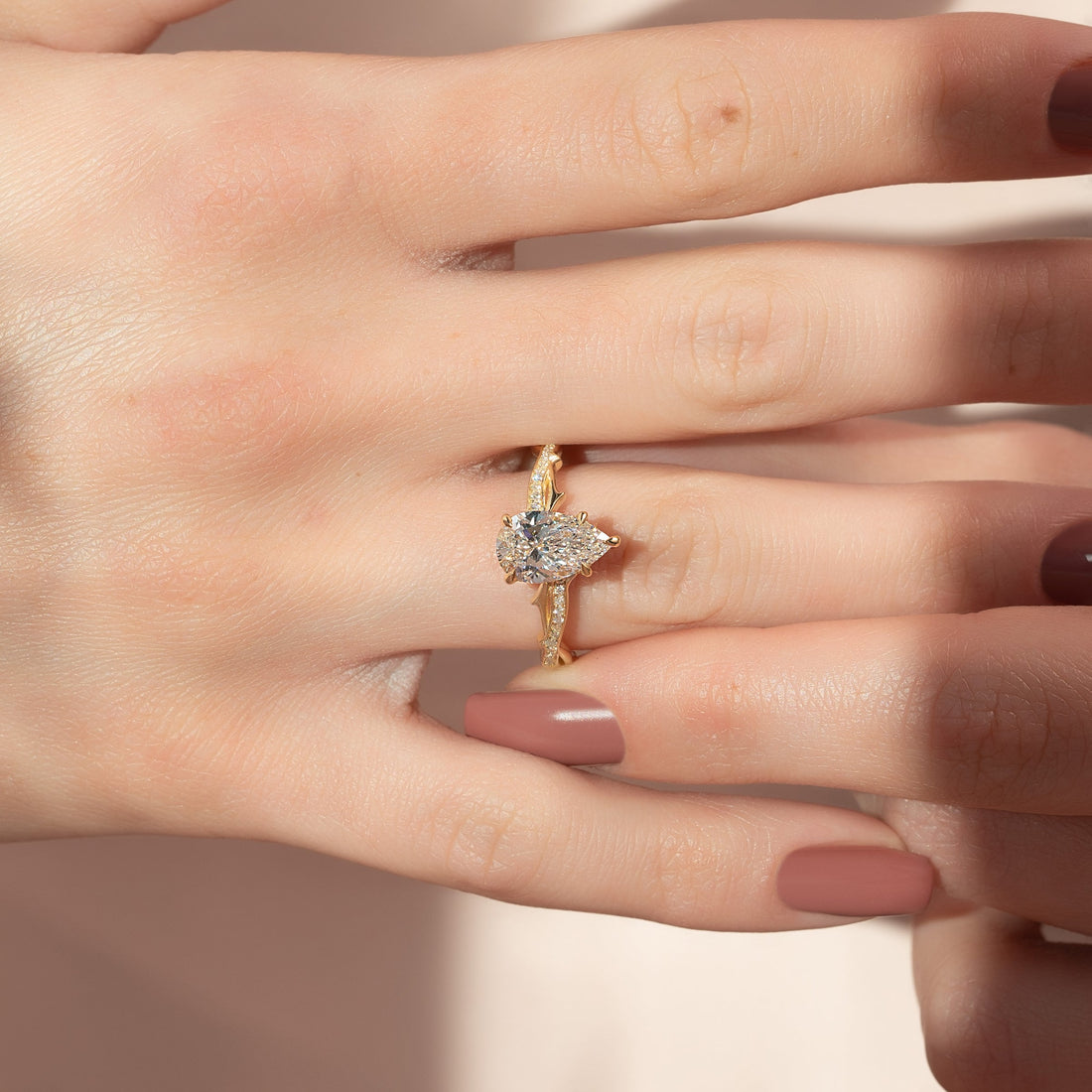 The Pave Twig Set With A 2 Carat Pear Lab Diamond