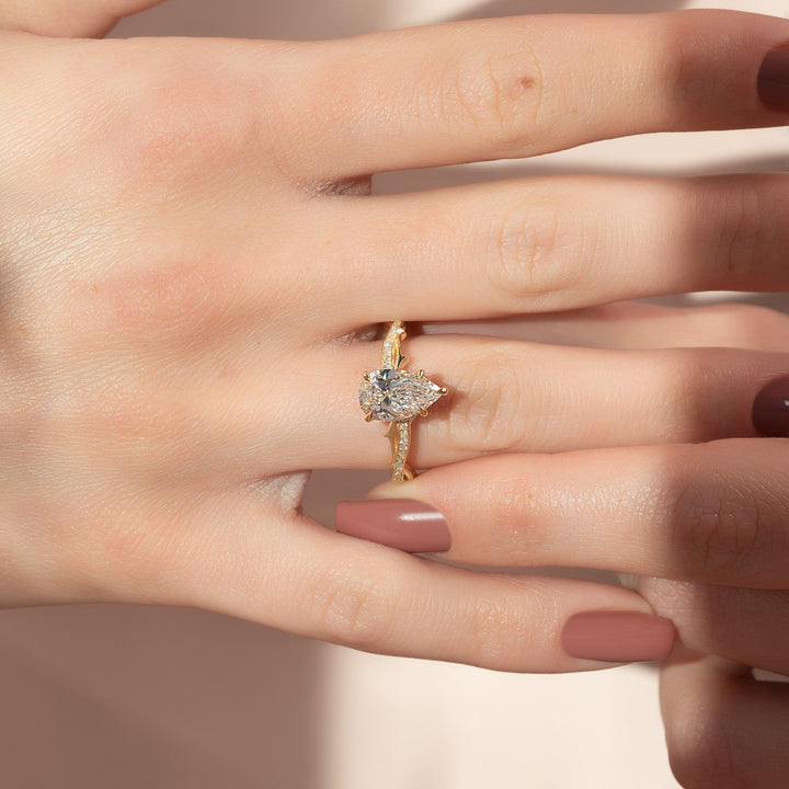 The Pave Twig Set With A 2 Carat Pear Lab Diamond