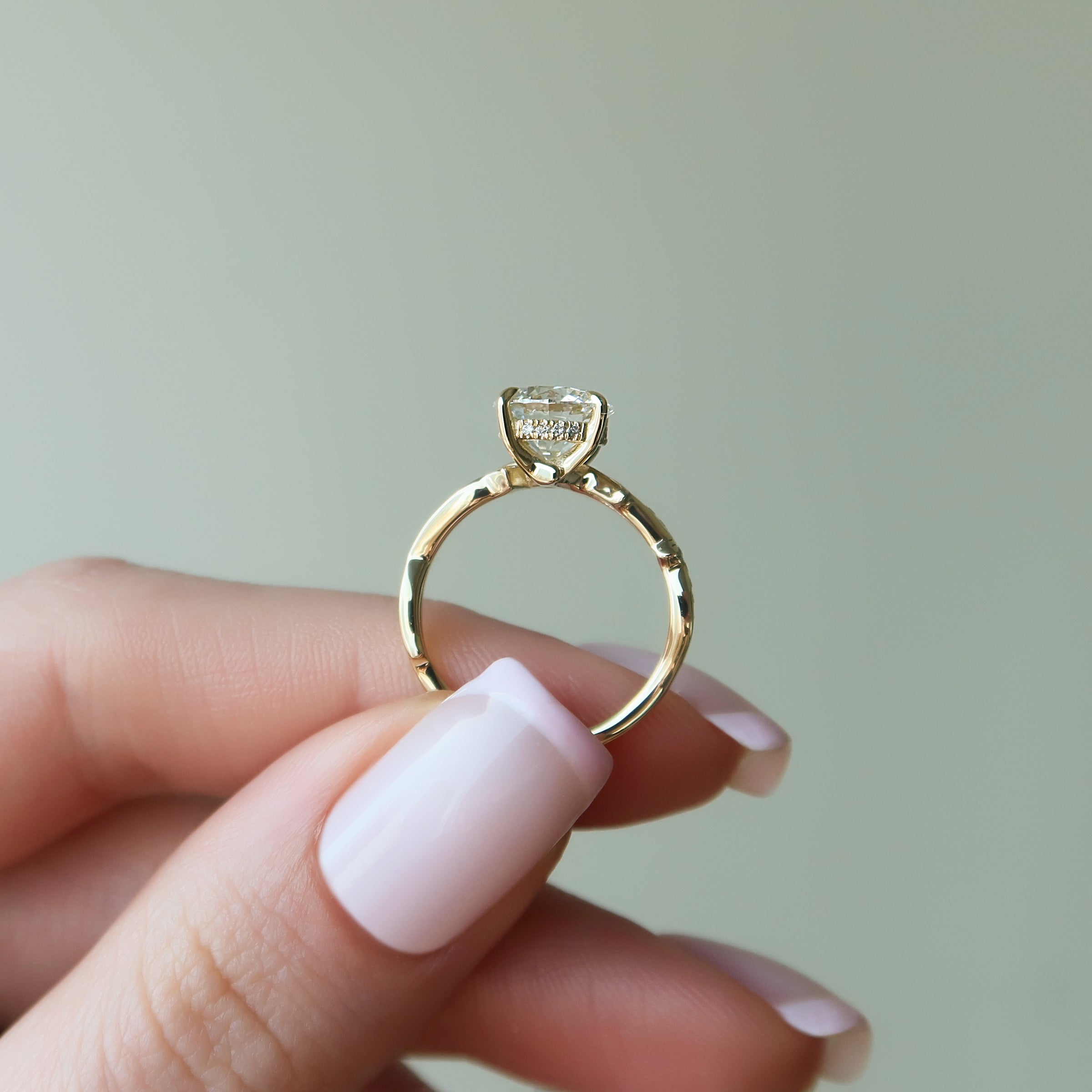 The Pave Twig Set With A 2 Carat Round Lab Diamond