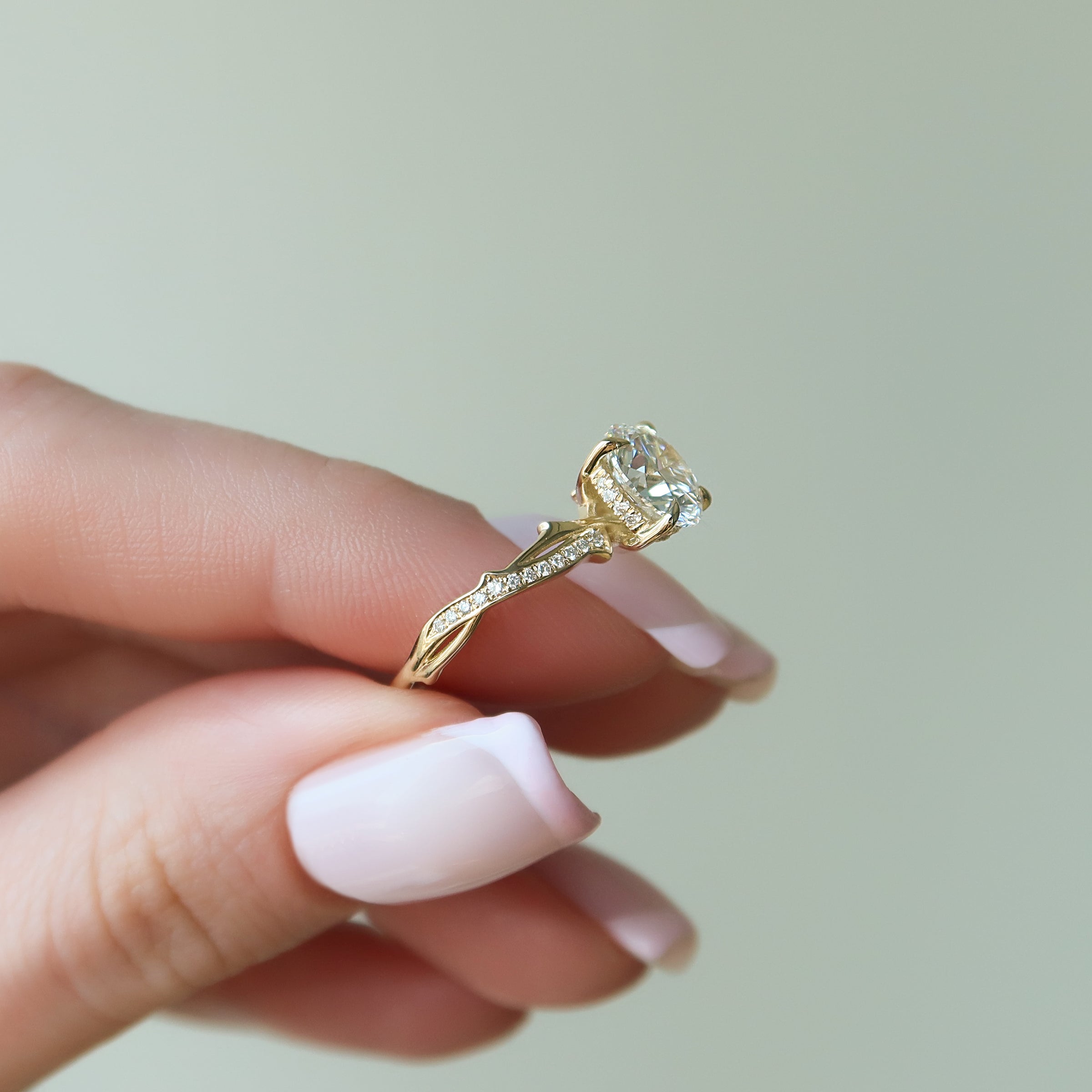 The Pave Twig Set With A 2 Carat Round Lab Diamond