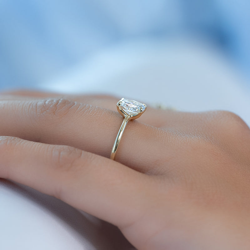 The Ashley Set With A 2 Carat Elongated Cushion Lab Diamond