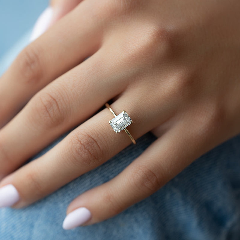 The Ashley Set With A 2 Carat Emerald Lab Diamond
